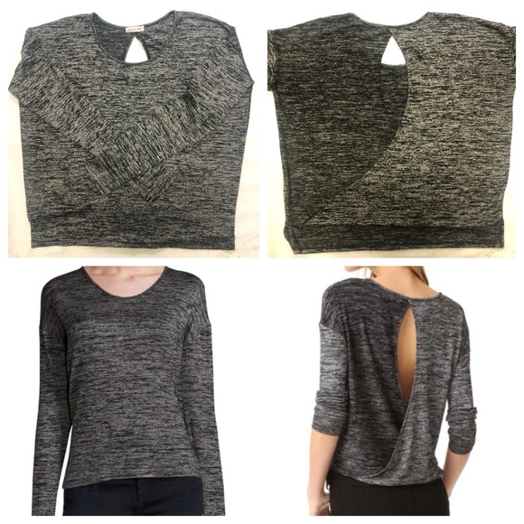 rag & bone Tops - Rag & Bone Mia Top Heather Knit Open Back | Long Sleeves | Surplice Draped Back
